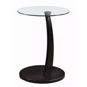 17.75" x 17.75" x 24" Cappuccino Particle Board Tempered Glass Accent Table