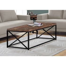 17" Reclaimed Wood Particle Board and Black Metal Coffee Table