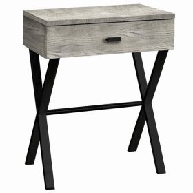 12" x 18.25" x 22.25" Grey Finish and Black Metal Accent Table