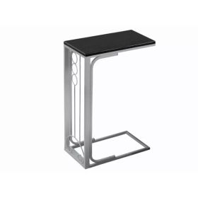 16" x 9" x 24.5" BlackSilver MDF and Metal Accent Table