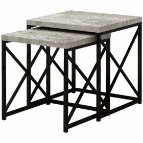 37.25" x 37.25" x 40.5" Grey Black Particle Board Metal  2Pieces Nesting Table Set