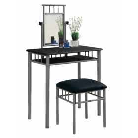 31" x 46" x 69.5" Black Silver Foam Metal Microfiber  Vanity Set 2Pieces