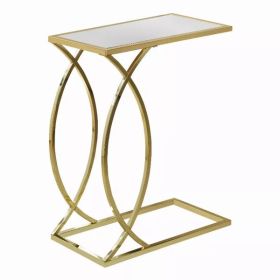 18.25" x 10.25" x 24" Gold Metal Glass  Accent Table