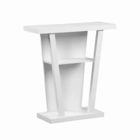 11.5" x 31.5" x 33.75" White Finish Hollow Core Accent Table