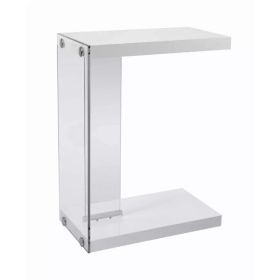 18.5" x 10.25" x 24.75" White Finish and Tempered Glass Accent Table