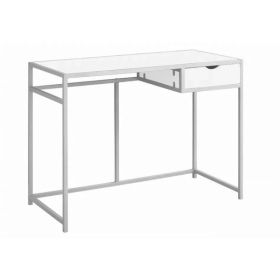 20" x 42.25" x 30" White Silver Mdf Metal  Computer Desk