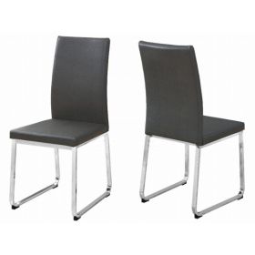 39.5" x 34" x 76" Grey Foam Metal Leather Look Dining Chairs 2Pieces