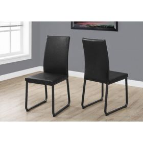 Two 38" Black Faux Leather and Metal Dining Chairs
