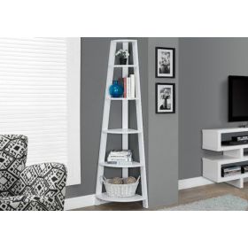 72" White Particle Board  Laminate  and MDF Corner Bookshelf