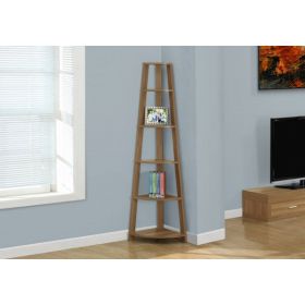 72" Walnut Particle Board  Laminate  and MDF Corner Bookshelf