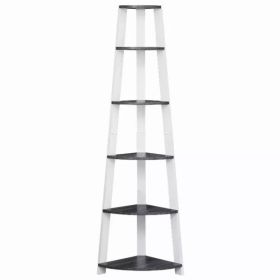 15.5" x 22.5" x 71.25" Grey White Particle Board  Bookshelf