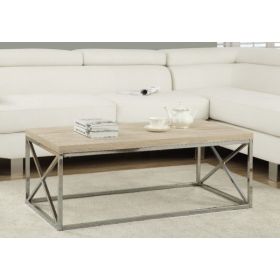 17" Natural Particle Board and Chrome Metal Coffee Table