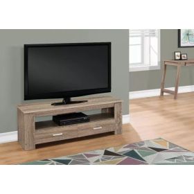 16.25" Dark Taupe Particle Board and Laminate TV Stand with 2 Storage Drawers