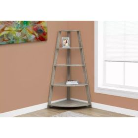 24.25" x 34.25" x 60" Dark Taupe  Black  Particle Board  Bookcase Corner Accent Shelf