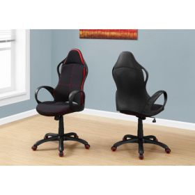 46" Black and Red Fabric Multi Position Office Chair
