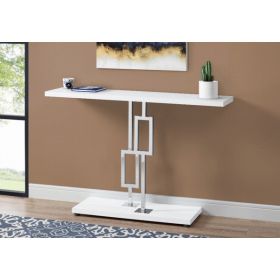 32" Particle Board and Chrome Metal Accent Table