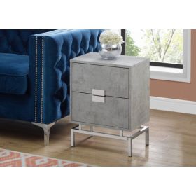 23.5" Grey Cement White Particle Board and Chrome Metal Accent Table