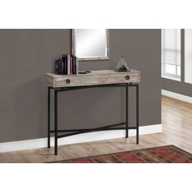 32.5" Taupe Reclaimed Wood Particle Board Accent Table with Black Legs