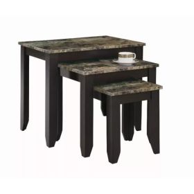 41.25" x 56.25" x 51.5" Cappuccino Particle Board 3Pieces Nesting Table Set