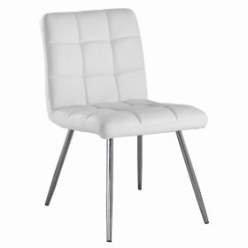 47" x 37" x 63" White Foam Metal Polyurethane Leather Look  Dining Chairs 2Pieces
