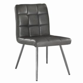 47" x 37" x 63" Grey Foam Metal Polyurethane Leather Look  Dining Chairs 2Pieces