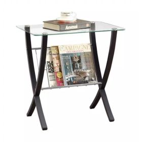 16.25" x 24" x 24.5" CappuccinoClear Metal Particle Board Accent Table