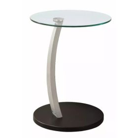 17.75" x 17.75" x 24" BlackSilver Particle Board Tempered Glass Accent Table