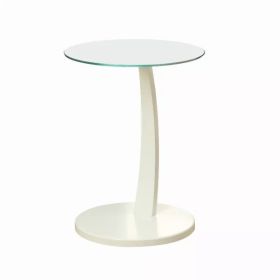 17.75" x 17.75" x 24" WhiteClear Particle Board Tempered Glass Accent Table
