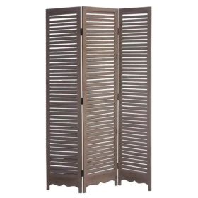 Distressed Light Wood Finish 3 Panel Room Divider Screen