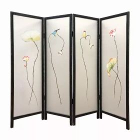 78" x 1" x 63" Multicolor Fabric And Wood Flourshing  Screen