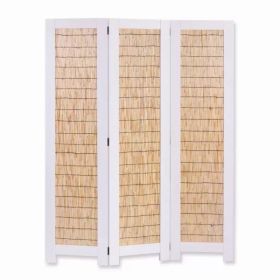White and Natural 3 Panel Room Divider Screen
