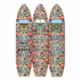 47" x 1" x 71" Multicolor Vintage Wood Surfboard  Screen