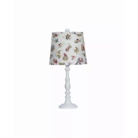 White Traditional Table Lamp with Birds Printed Shade
