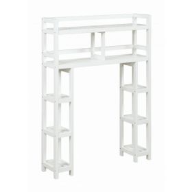 White Finish 2 Tier Solid Wood Over Toilet Organizer