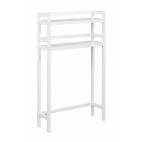 48" White Finish 2 Tier Solid Wood Over Toilet Organizer