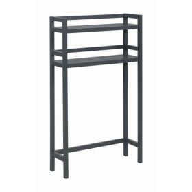 48" Graphite Finish 2 Tier Solid Wood Over Toilet Organizer