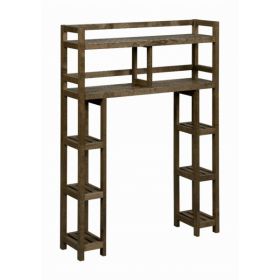Chestnut Finish 2 Tier Solid Wood Over Toilet Organizer