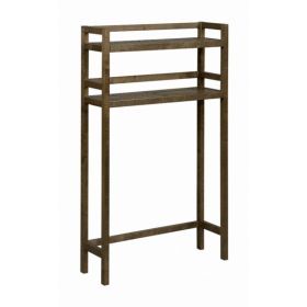 48" Chestnut Finish 2 Tier Solid Wood Over Toilet Organizer