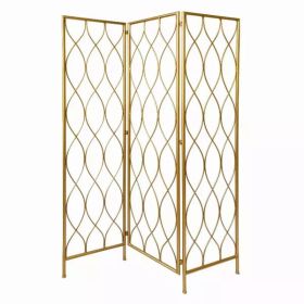 3 Panel Gold Room Divider with Golden Age Charm