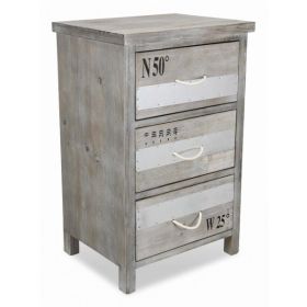 Nautical Gray Wash Wood Accent Cabinet