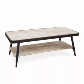 Industrial Style Distressed Whitewash and Gray Coffee Table