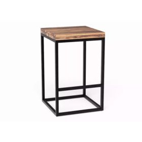 Squared Off Natural Wood Stool