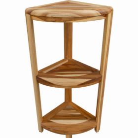 Compact Teak 3 tier Corner Shower Outdoor Bench in Natural Finish
