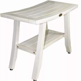 Contemporary Teak Shower Stool or Outdoor Bench in Whitewash Finish