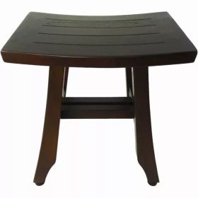 Compact Curvilinear Teak Shower or Outdoor Bench in Brown Finish