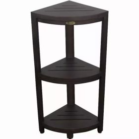 Teak Three Tier Corner Corner Shower Shelf  in  Brown Finish