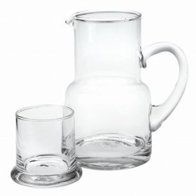 4" X 6" X 7" Clear Glass 2 Piece Glass Bedside or Desktop Carafe Set  10 oz