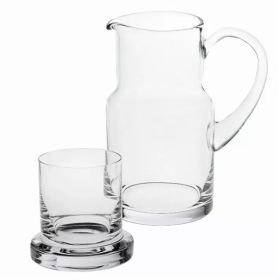 8" Mouth Blown Glass 2 Piece Bedside or Desktop Carafe Set  24 oz