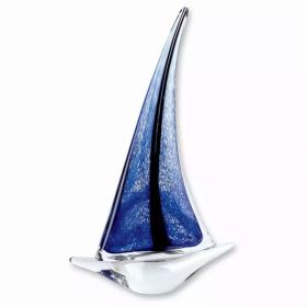 14" Blue Art Glass Sailboat