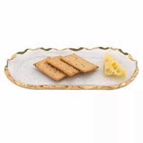 14" Glass Oval Edge Gold Leaf Platter